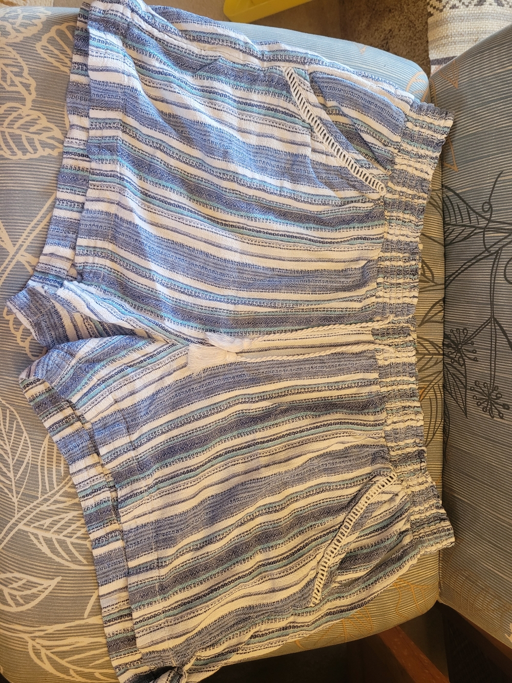 Briggs New York Blue and White Striped High-Waist Shorts